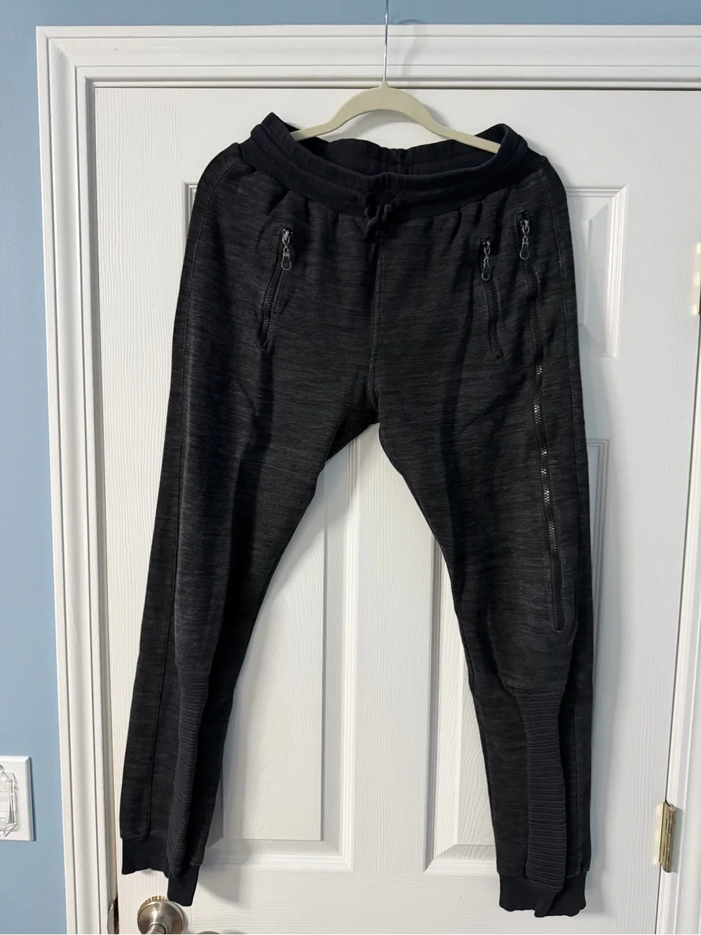 Men's Black Zip-Pocket Joggers with Drawstring Waist